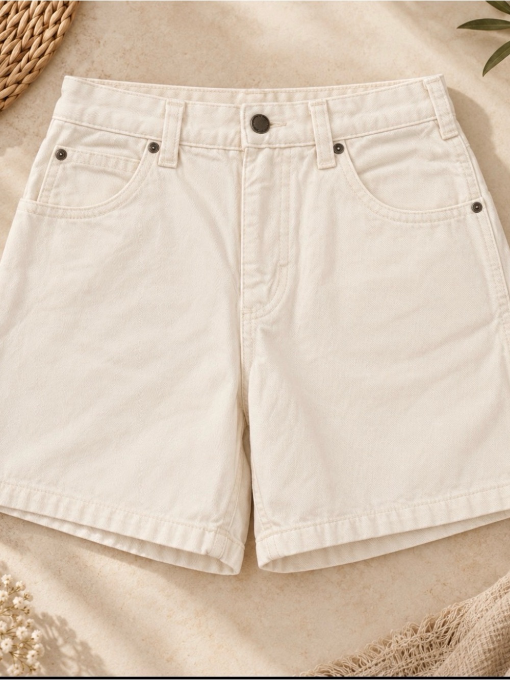 Dickies High Waisted Cream Carpenter Shorts Size 27